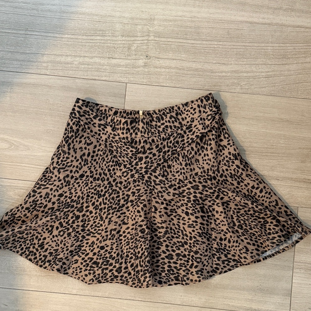 SHEIN Brown and Black Leopard Print Skater Skirt